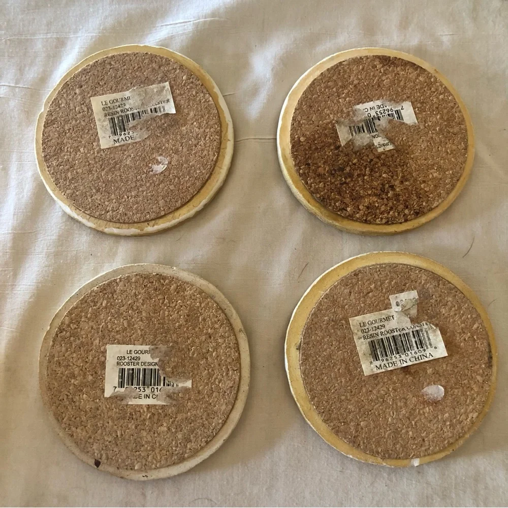 Handpainted Rooster Coaster Set - Rustic Farmhouse Look